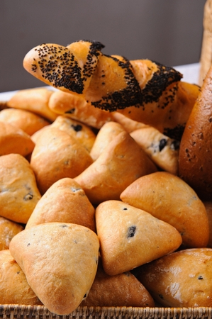 Freshly baked sticky rice doughnut and baguette with black sesameの写真素材