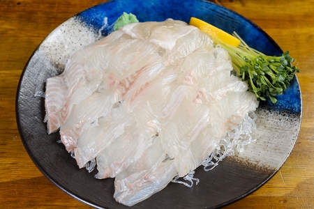 Rockfish sashimi, raw rockfish sliced thinly