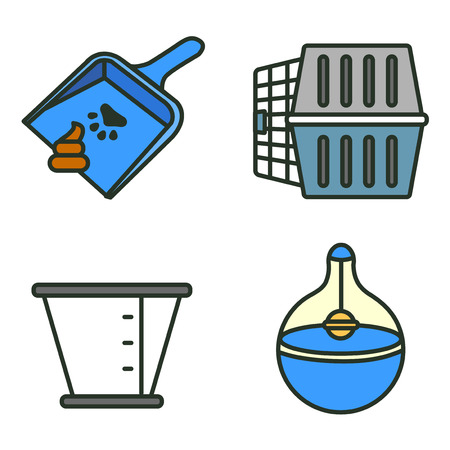 Flat veterinary icons set. use for web and mobile UI, set of basic veterinary elements isolatedのイラスト素材