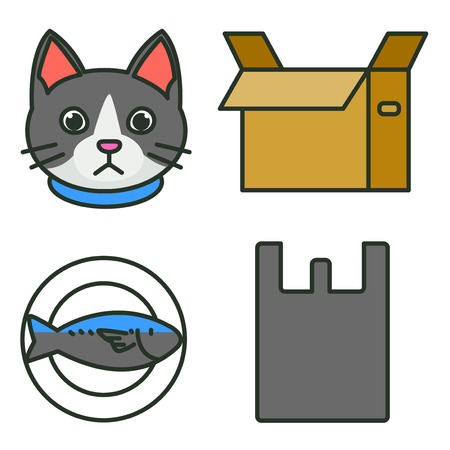 Flat veterinary icons set. use for web and mobile UI, set of basic veterinary elements isolatedのイラスト素材