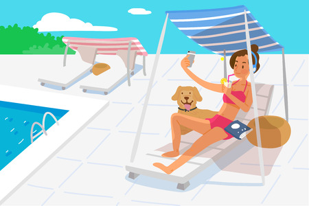 Vector - Holidays vacation with a pet, Summertime travel concept vector illustration.のイラスト素材