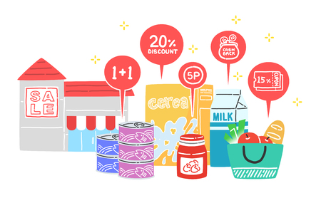 Vector - Enjoy the benefits of on&off-line shopping. Cash back, earn points for every purchase and discount coupon vector illustrationのイラスト素材