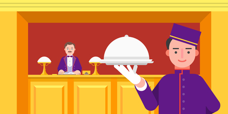 Searching and Booking, Holidays and Traveling app concept vector illustration in flat style.のイラスト素材