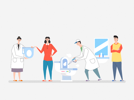 various renting products, water purifier, mattress, car, massage chair and so on vector illustration. it can be inspected and serviced regularly by companies.のイラスト素材