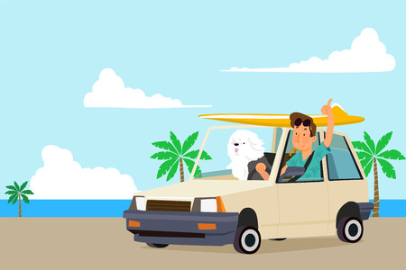 Vector - Holidays vacation with a pet, Summertime travel concept vector illustration.のイラスト素材