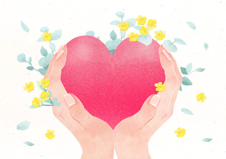 Hands holding something watercolor hands drawing vector illustration on a white background. 005の写真素材