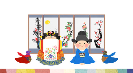 Vector illustration - The traditional Korean wedding 005の写真素材