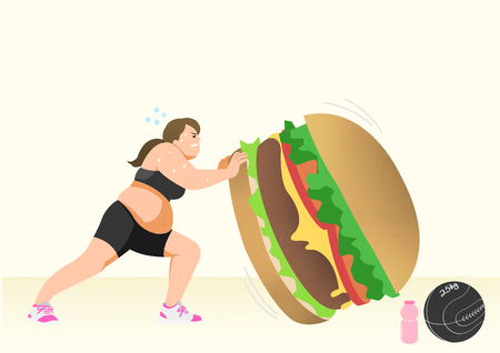 Doing exercises to lose Weight, health care concept illustrationの写真素材