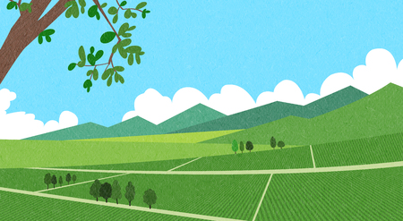 Vector - Natural scenery, spring, summer, fall and winter. Four seasons vector illustration 007の写真素材