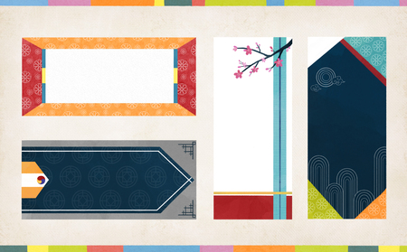 Korean traditional style label, card design illustration 003の写真素材