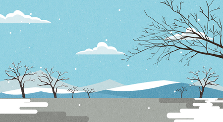 Vector - Natural scenery, spring, summer, fall and winter. Four seasons vector illustration 020の写真素材