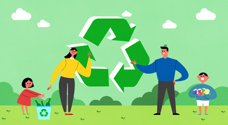 Eco life  illustration, flat design for greenery urban element style illustration 006の写真素材