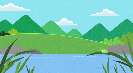 natural scenery, spring, summer, fall and winter. Four seasons  illustrationの写真素材