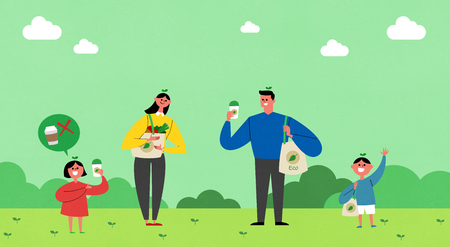 eco life illustration, flat design for greenery urban element style illustrationの写真素材