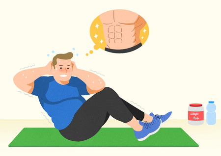 Doing exercises to lose Weight, health care concept illustrationの写真素材