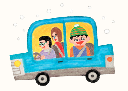daily life of children during the winter vacation.の写真素材