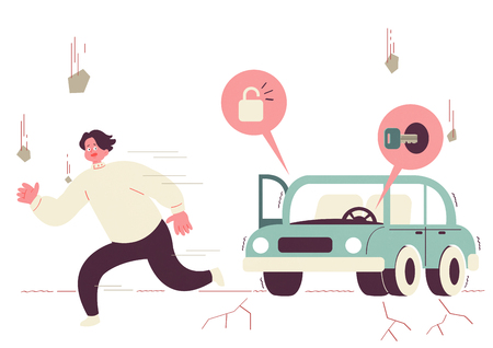 damage from earthquake, safety tips illustrationの写真素材