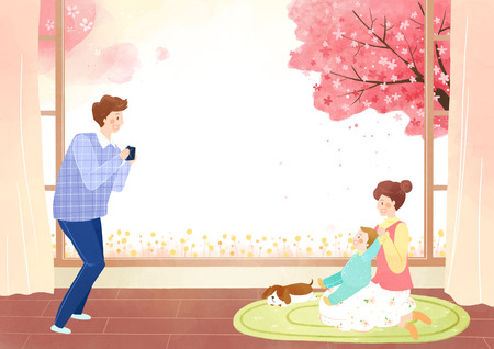 Vector - Go out to the beautiful spring season with family or lover illustration 007の写真素材