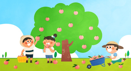 Various activities for children during summer vacationの写真素材