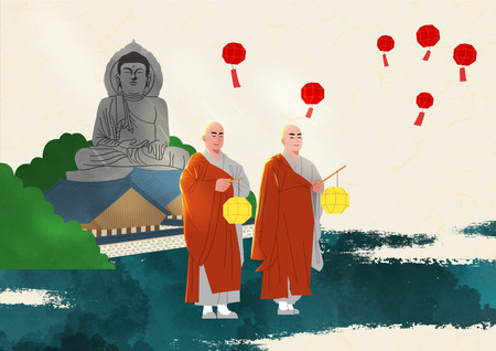 Buddha's Birthday illustrationの写真素材