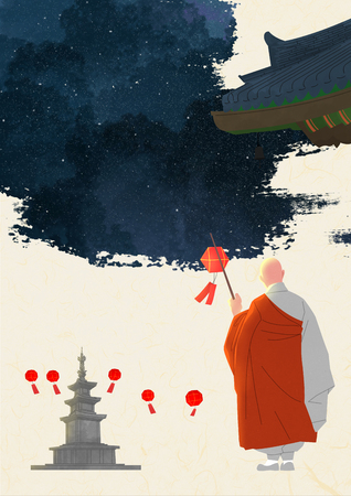Buddha's Birthday illustrationの写真素材