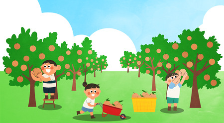 Various activities for children during summer vacation vector illustrationの写真素材