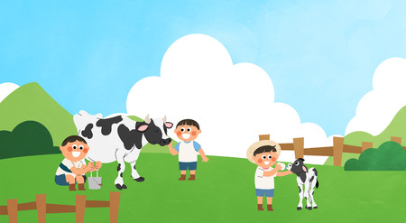Various activities for children during summer vacationの写真素材