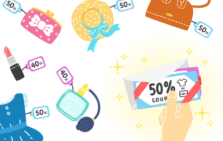 Vector - Enjoy the benefits of on&off-line shopping. Cash back, earn points for every purchase and discount couponの写真素材