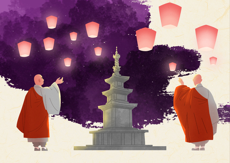 Buddha's Birthday illustrationの写真素材