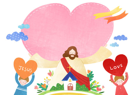 The bible school of Jesus with childrenの写真素材