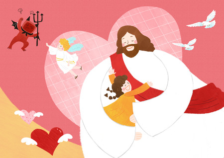 The bible school of Jesus with childrenの写真素材