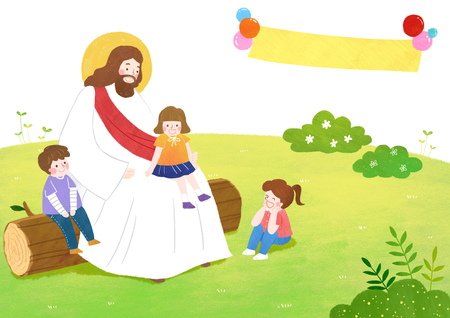 The bible school of Jesus with children vector illustrationの写真素材