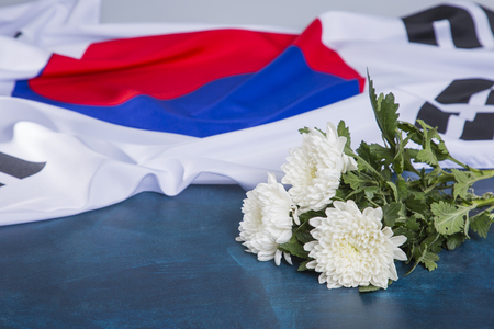 An emblem of Korea and Koreans concept, with national flag 'Taegukgi', national flower 'Rose of Sharon' and so on. 140の写真素材