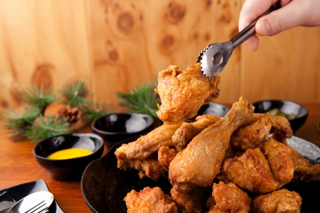 Fried chicken on plateの写真素材