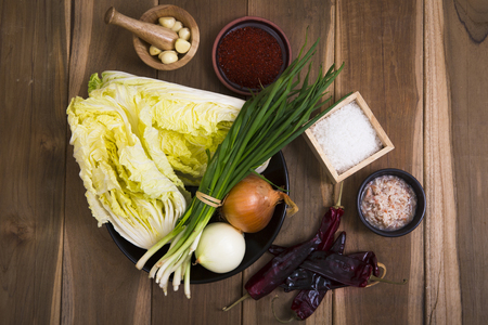 Kimjang stuff, vegetables and seasoning materials for kimchiの写真素材