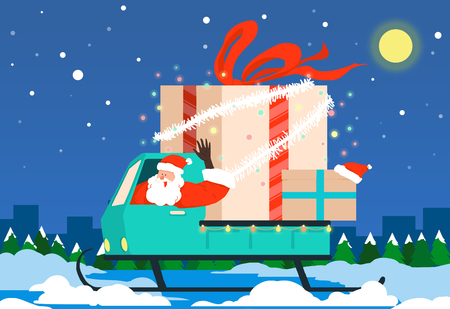Christmas festive card background with Santa vector illustration.の写真素材