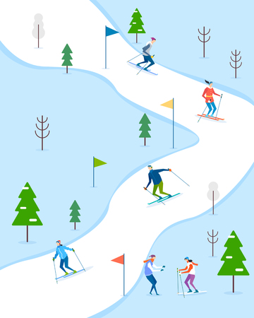 Seamless pattern with flat characters. Flat design element for card, banner and poster vector illustration.のイラスト素材