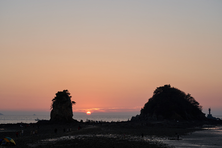 Beautiful Sunset at Kkotji Beach, Koreaの写真素材