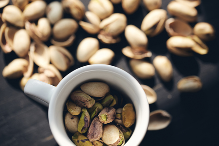 Closeup of Pistachio with cupの写真素材