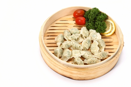 Steamed dumplings in steamerの写真素材
