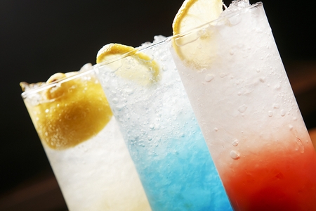 Lemonade with lemon, in glassの写真素材