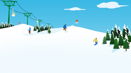 Beautiful winter landscape in nature. Winter landscape background vector illustration.の写真素材