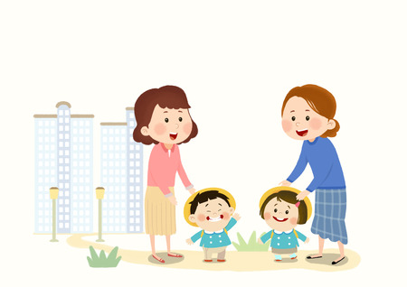 Preschool Kids daily life vector illustrationの写真素材