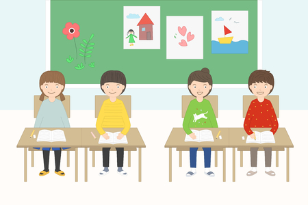 Elementary school students illustration.のイラスト素材