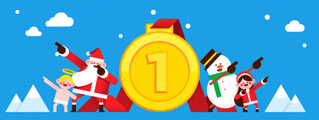 Christmas banner Santa Claus and snowman. colourful backgrounds vector illustration.のイラスト素材