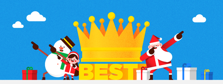 Christmas banner Santa Claus and snowman. colourful backgrounds vector illustration.のイラスト素材