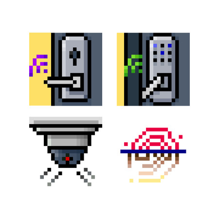 Pixel icons for app, web or video game interface vector illustration.のイラスト素材