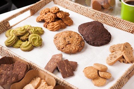 Handmade Assorted cookies in basketの写真素材