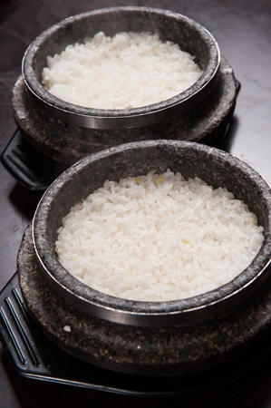 White Rice in Korean stone potの写真素材