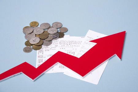 Household budget concept, home budget planning expenses and target money saving props photo 012の写真素材